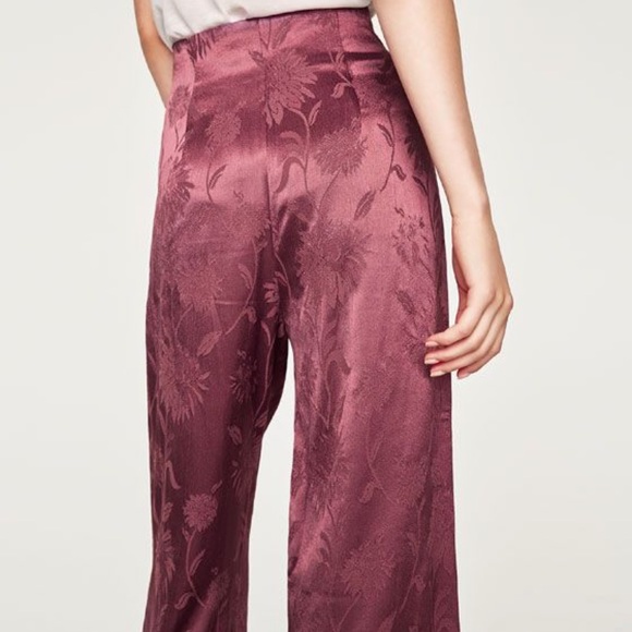Zara Dusk Rose Jacquared Trousers Size XS💗 - Picture 2 of 8